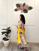 Floral printed lurex suit set - kasumi.in